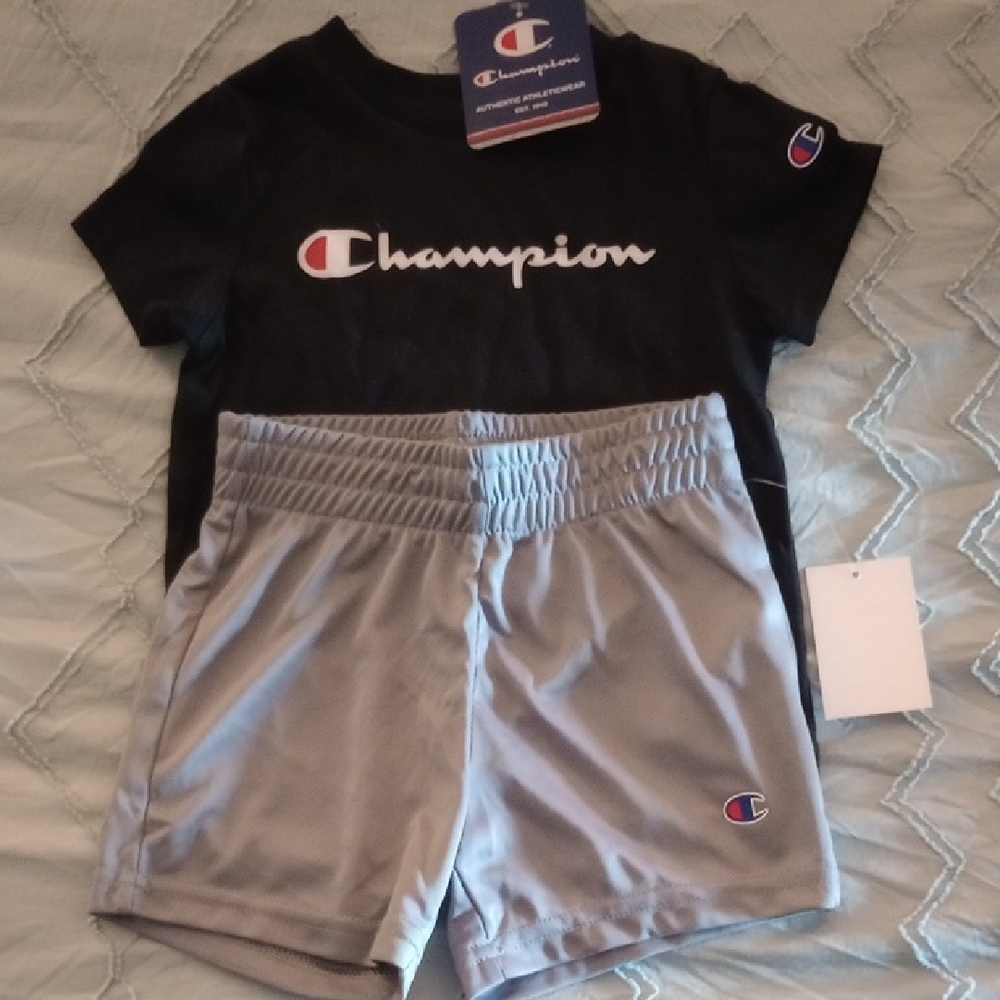 NWT Champion Black Tee and Gray Shorts Set